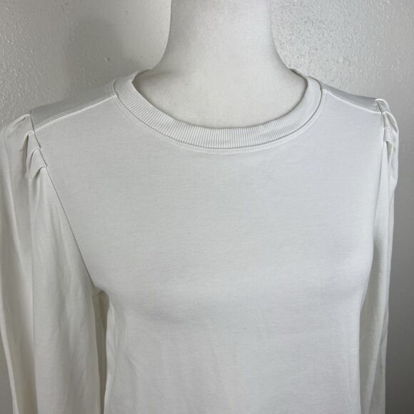 Massimo Dutti Sweater Women Medium Ivory Puff Long Sleeve Stretch Pullover - Picture 8 of 16